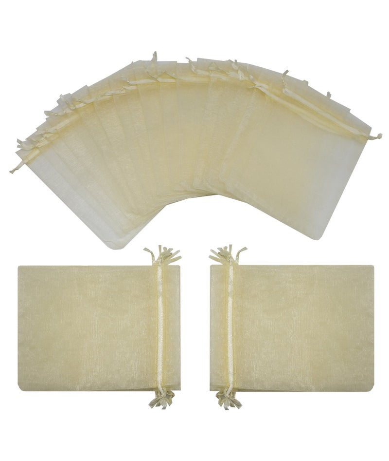 Ankirol 100pcs Sheer Organza Favor Bags 5x7'' For Wedding Gift Bags Samples Display Drawstring Pouches (Champagne) - Image 1